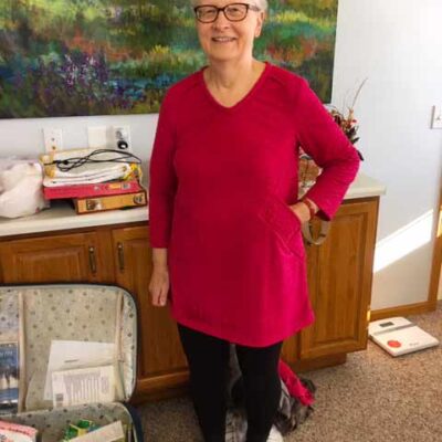 Sometimes Mary sews her own clothes instead of shopping at thrift shops or creating makeovers from clothes already in her closet. This time it’s a tunic from a Nancy Zieman McCall’s pattern.
