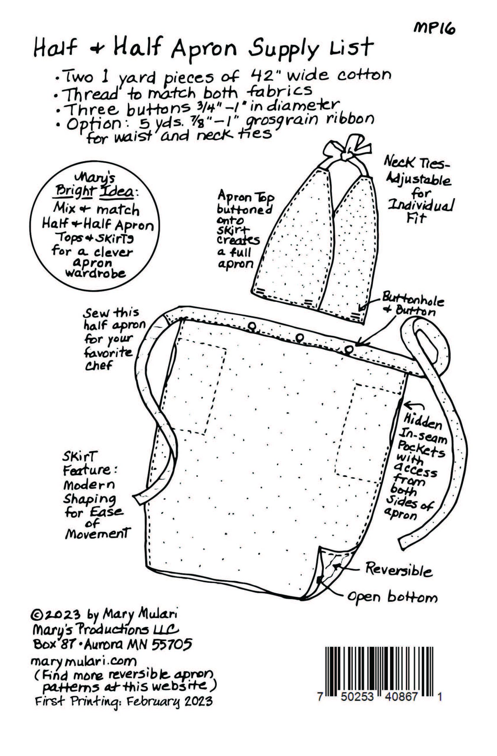 Mary Mulari Little Sister & Brother Apron Pattern